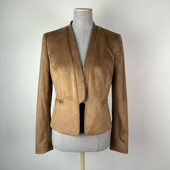 Nine West Jackets & Blazers - Nine West Faux Suede Shawl Collar Blazer Jacket Tan Sz 4